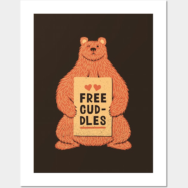 Cute Bear Free Cuddles Orange Wall Art by Tobe_Fonseca